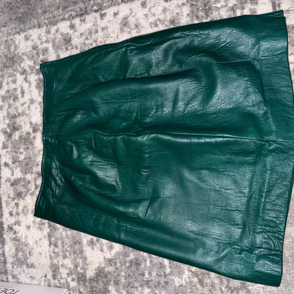 Vintage Green Leather Skirt